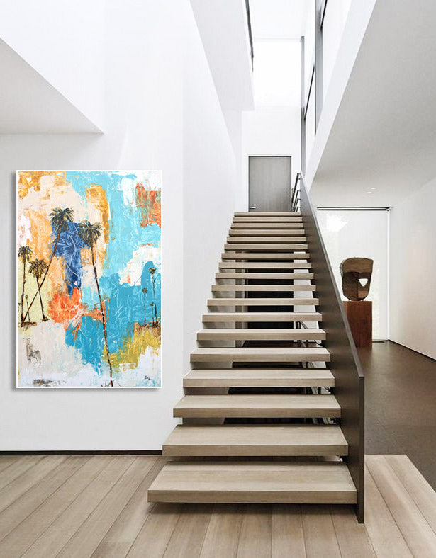 Steve Adam Original in Hallway Next to Stairs