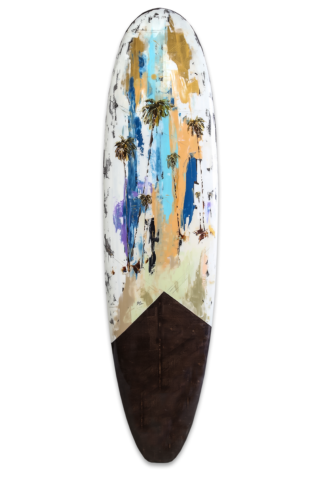 Palms and Textured Ebony Surfboard