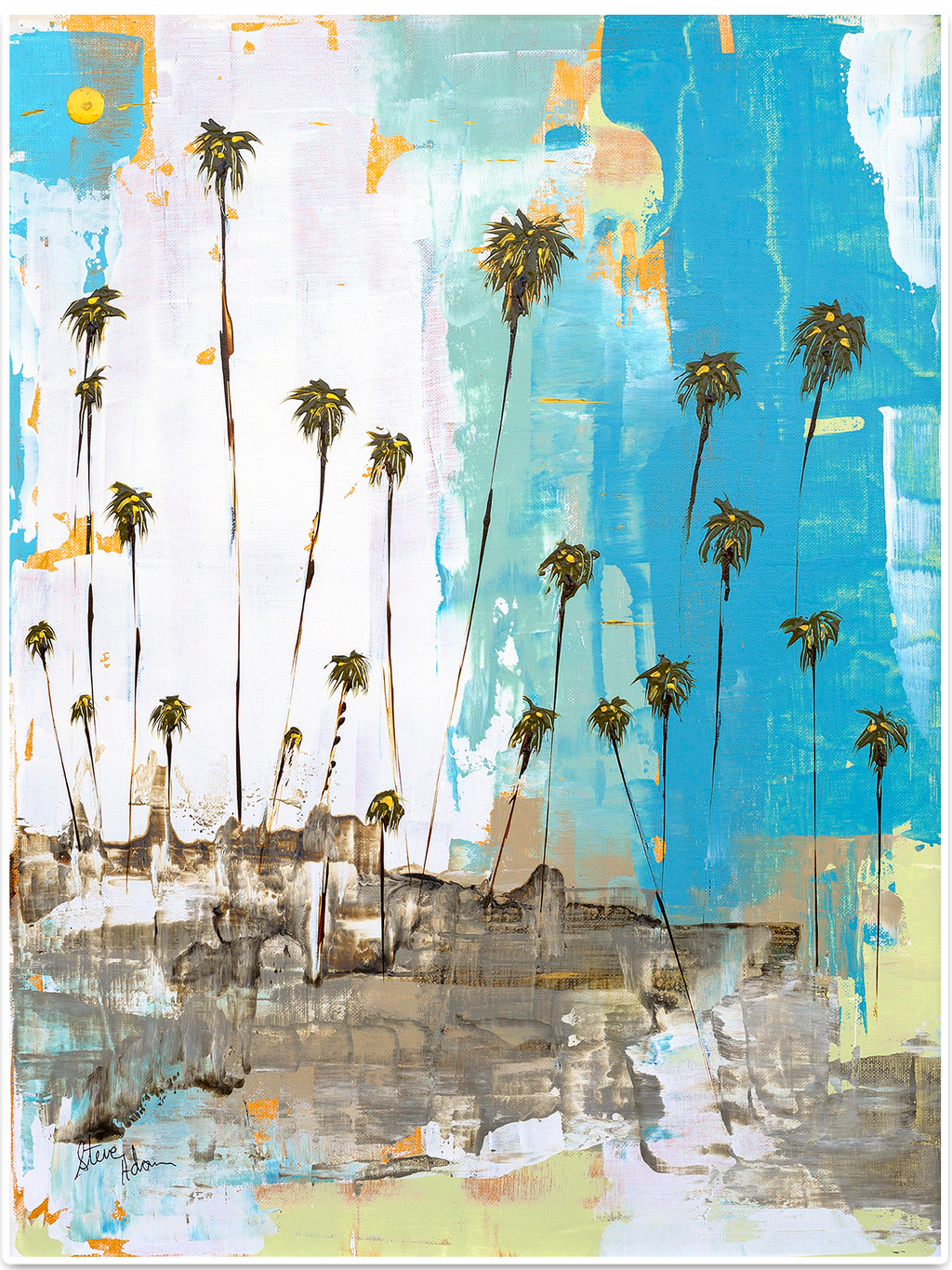 Vibrant Blue Coastal Modern Abstract Art