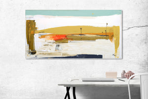 Steve Adam Original Painting Above Desk on Marble White Wall