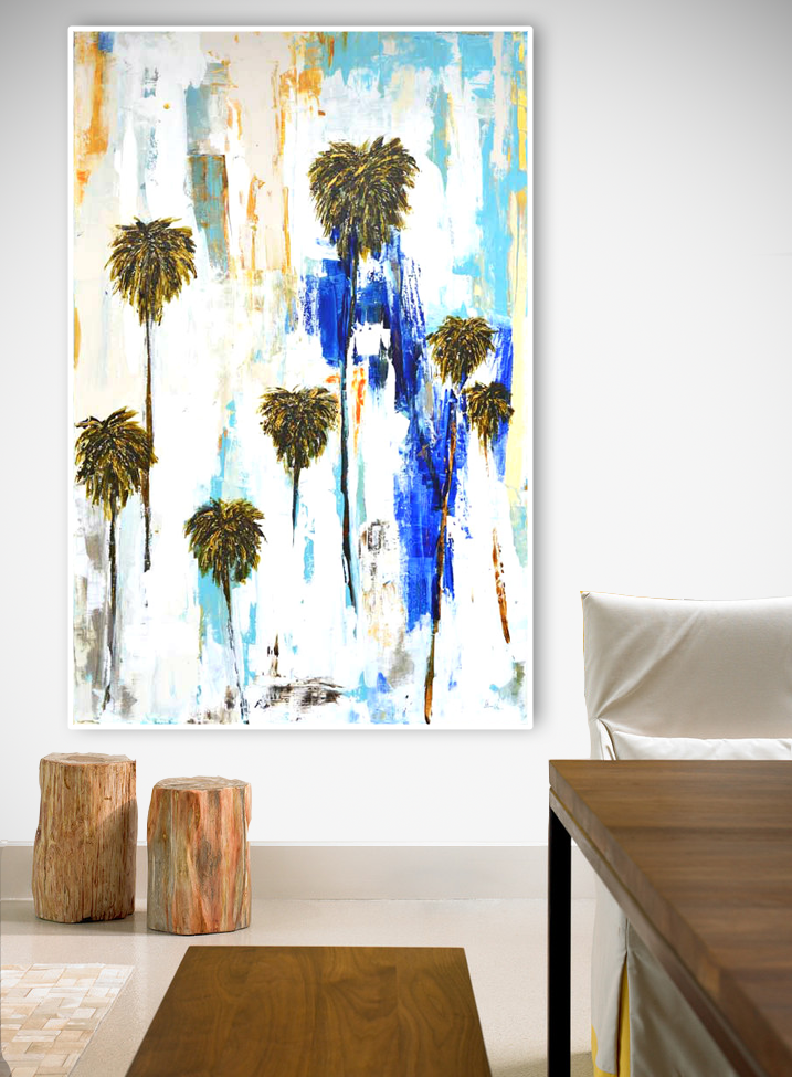 Laguna Beach Palm Tree Painting in Modern Room