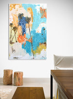 Load image into Gallery viewer, Coastal Modern Abstract Action Painting on Wall
