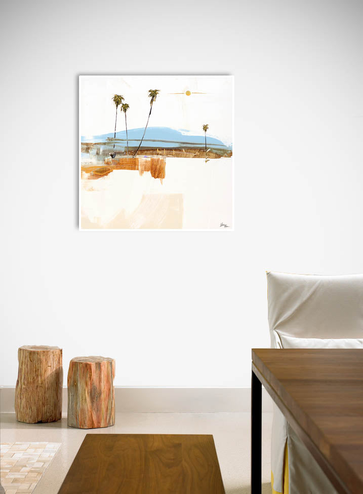 Quiet Coastal Modern Abstract on Dining Room Wall