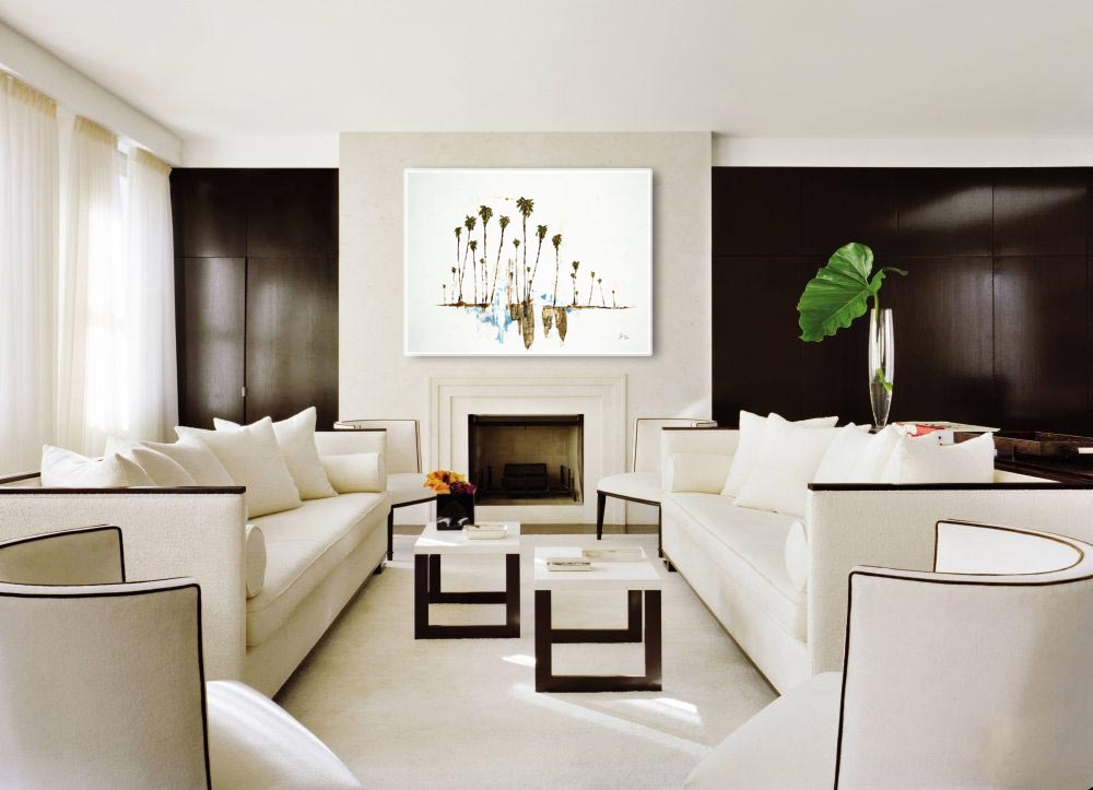 Contemporary Living Room with Steve Adam Art on Wall